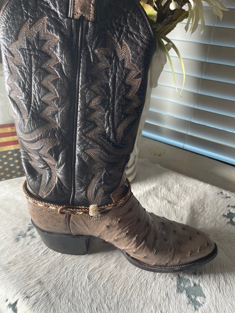 Western Boot Jewelry 15.5 x 3/8 in Horsehair Cowboy Adjustable Black Brown Cream