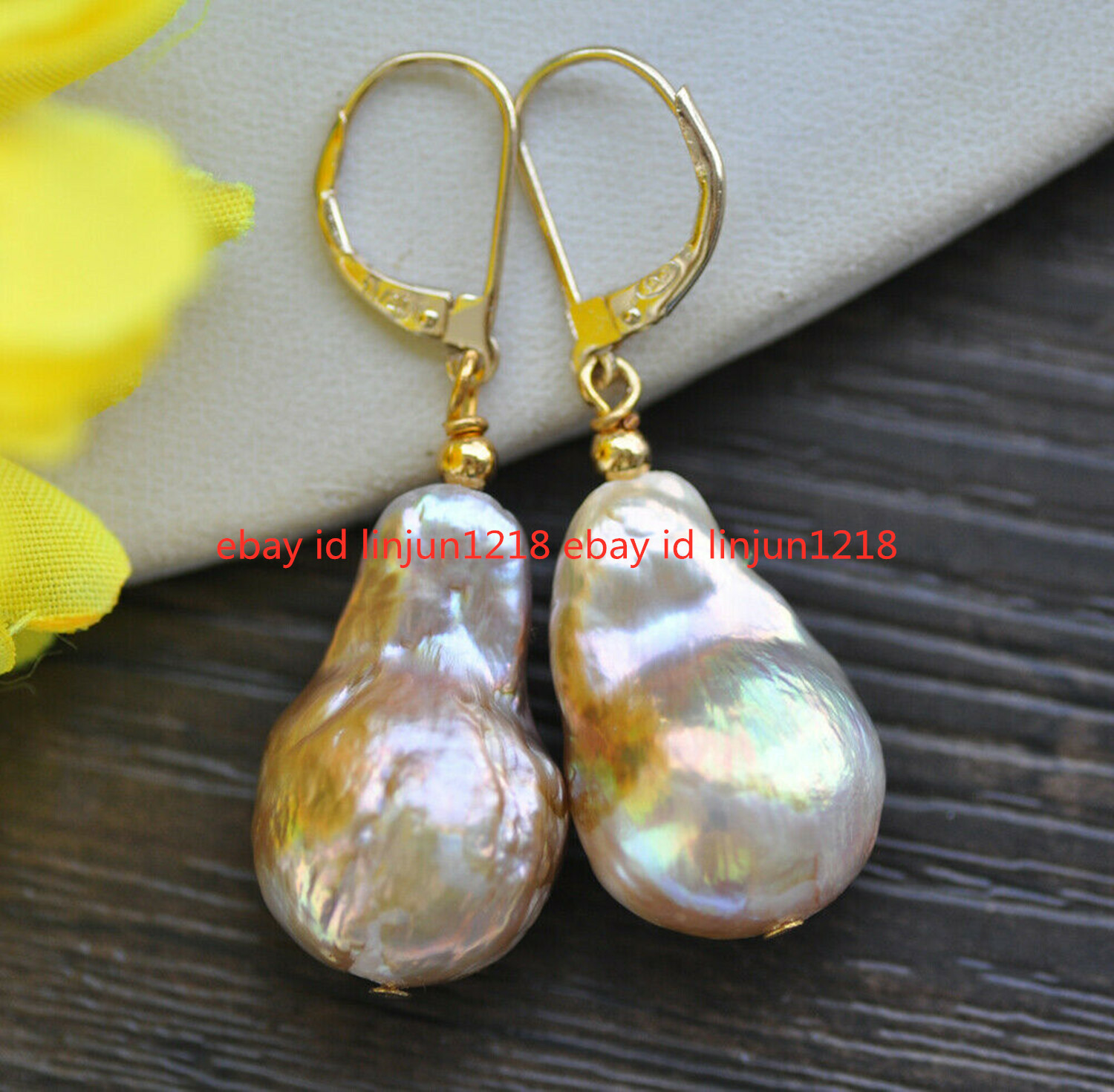 14-16mm Real Drop Peacock Purple Multicolor Edison Keshi Pearl Dangle Earring