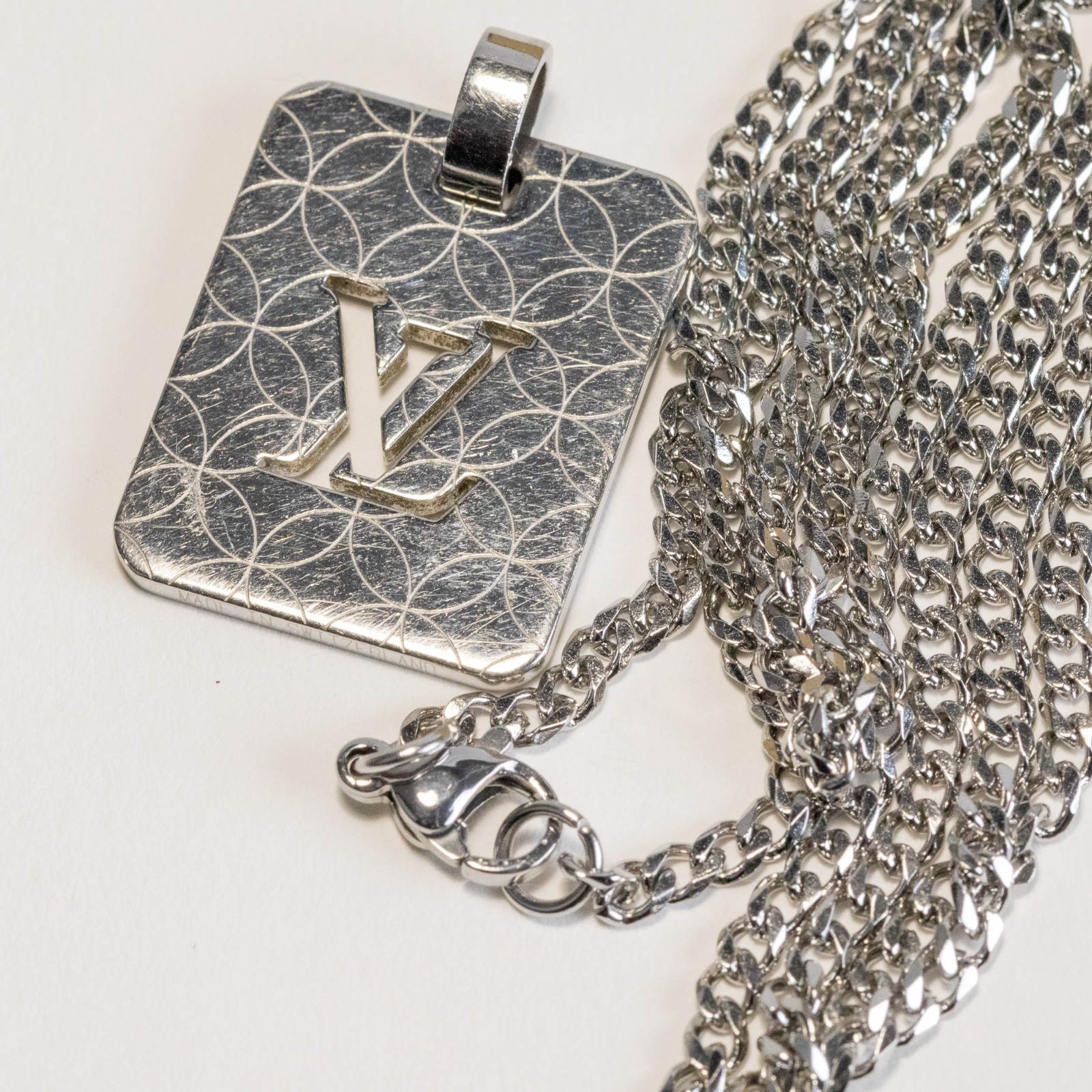 Louis Vuitton LV Champs Elysees PM M65452 Pendant Top Silver Plate Men Auth