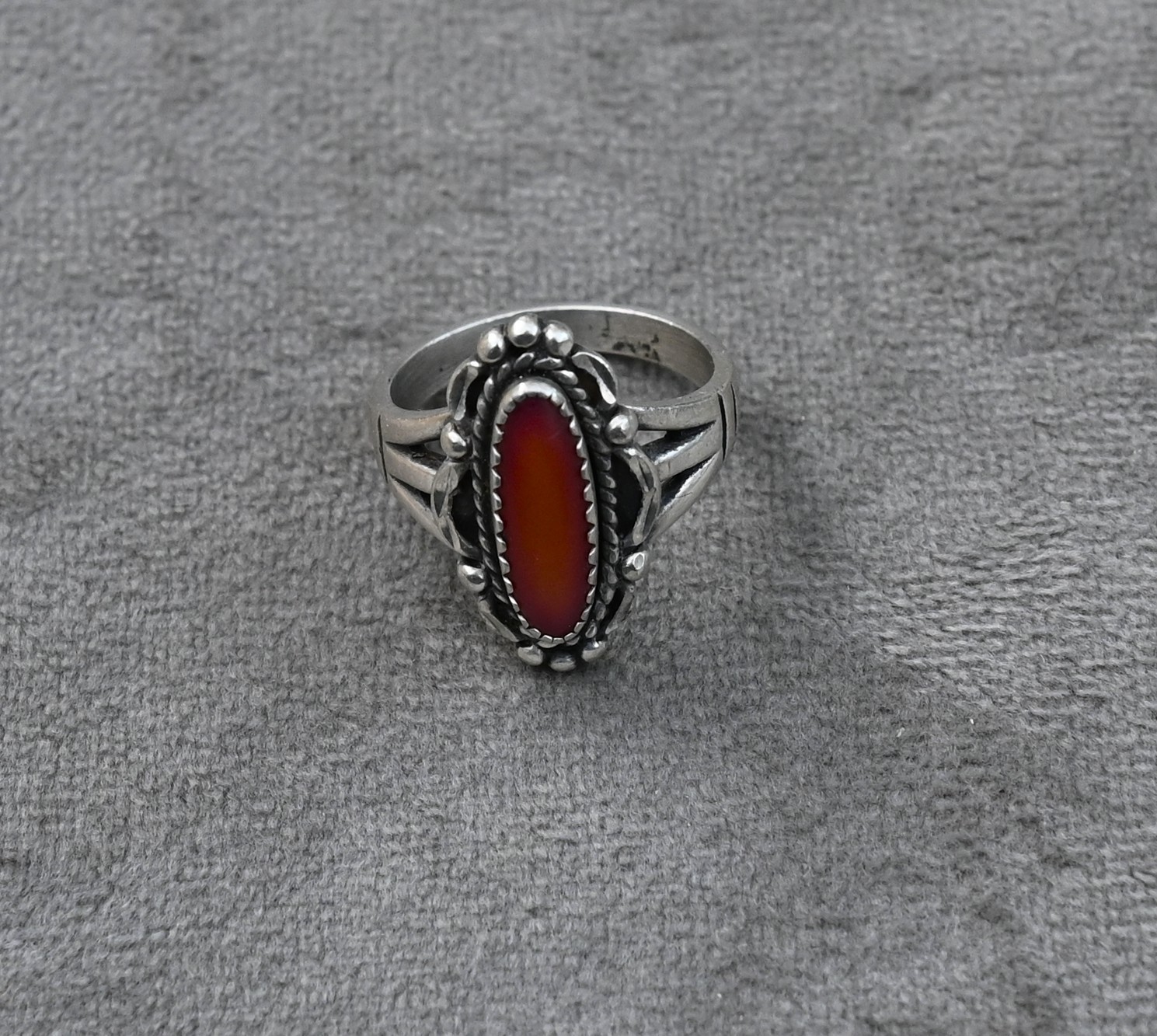 VTG Wheeler Manufacturing Sterling Silver Southwest Style Pink Agate Ring Sz 5.5