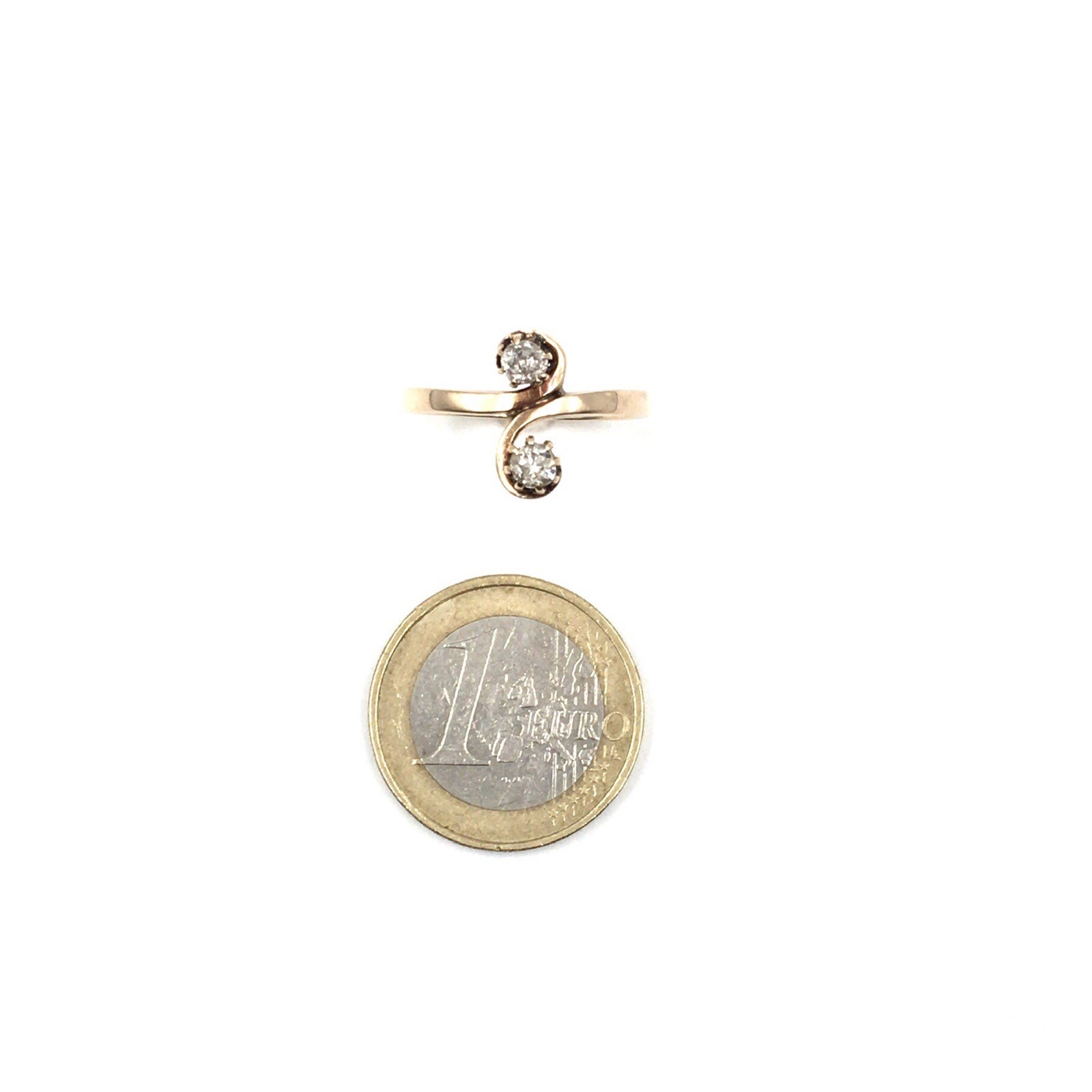 Art Nouveau 14kt yellow gold ring old cut diamonds 585 gold antique jewelry RG 56