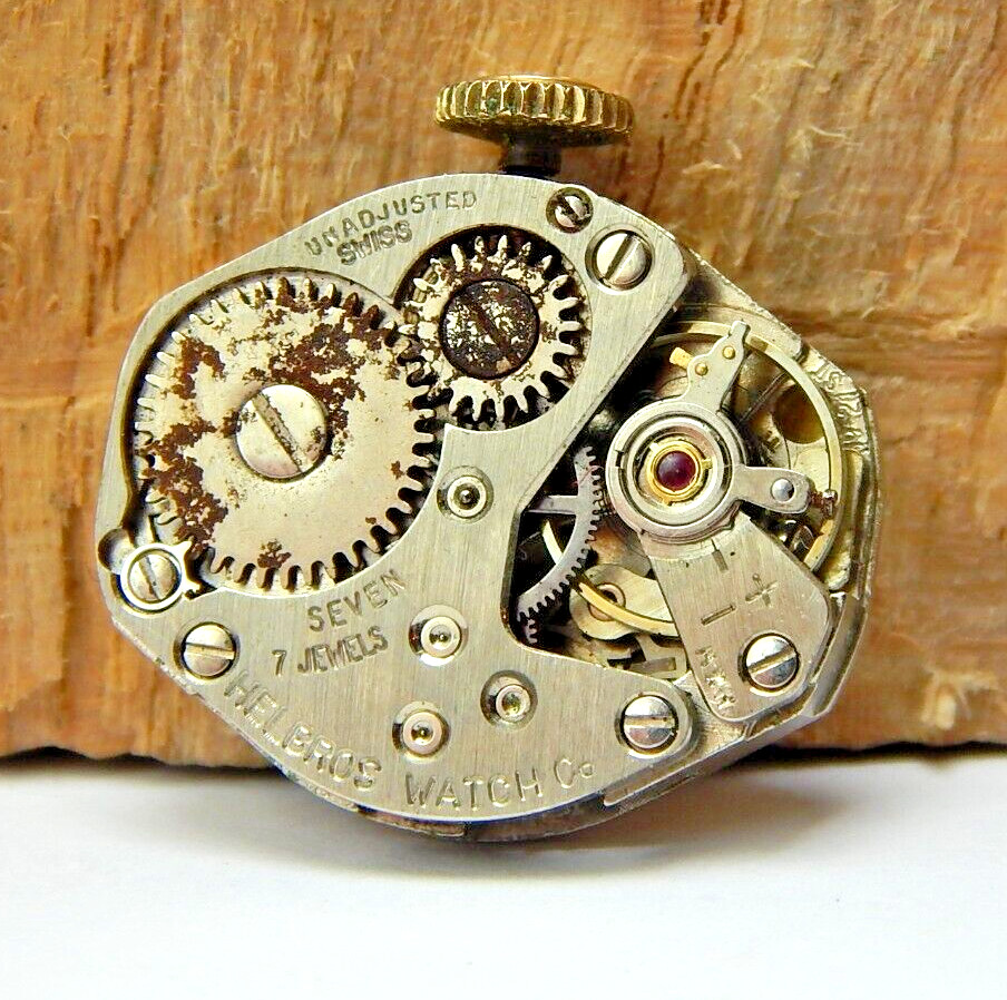 Vintage Helbros 69-21 ST 7 jewel ladies wrist watch movement with good Balance