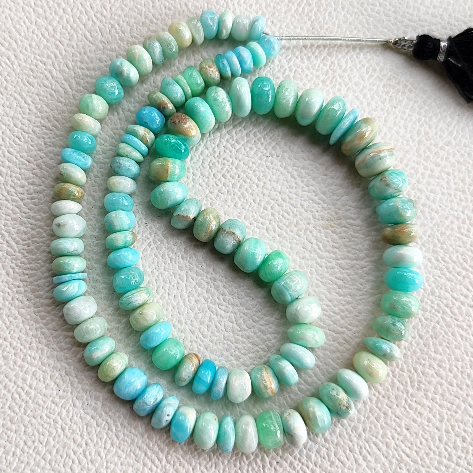 Natural Blue Aragonite Beads 5.5-9mm Smooth Rondelle 17″ Strand Argentina