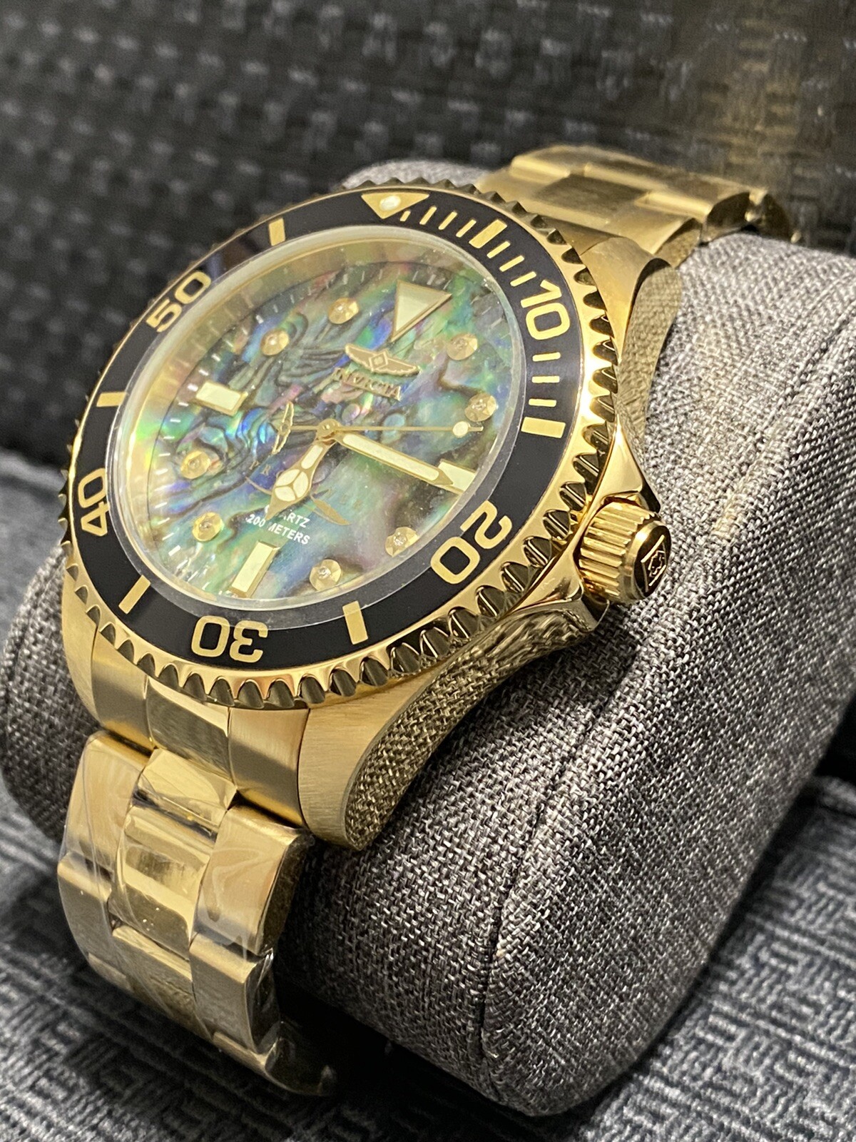 Invicta 47mm Pro Diver, Abalone W/Diamond Accents,Gold Tone Watch, Model #37403