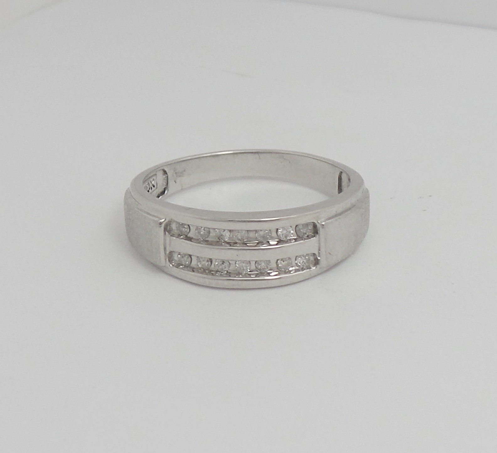 1/5CT MENS NATURAL DIAMOND WEDDING BAND BRIDAL RING 10K WHITE GOLD