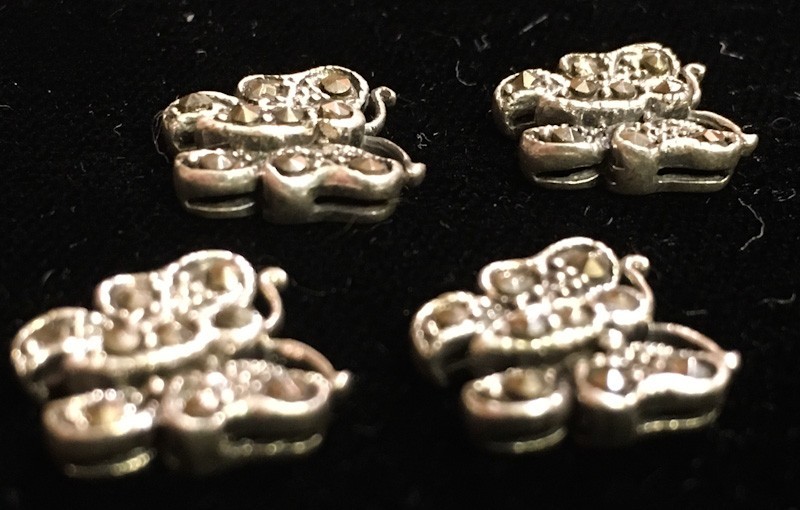 4 pieces – Sterling 925 Silver Butterfly Charm/Bracelet Slide Bead- 1/2″