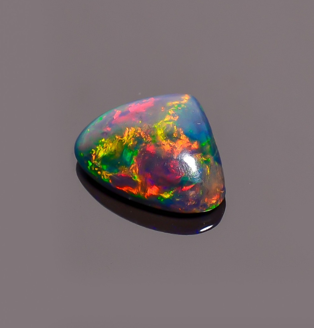 Natural Black Ethiopian Opal Heart Shape Cabochon Loose Gemstone 2.94 Ct 10X13X5