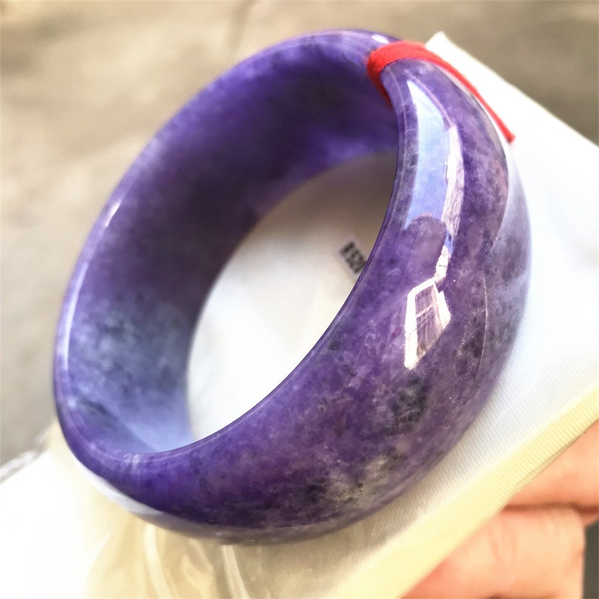 63.5MM Natural Ice Lavender Jadeite Jade Bracelet Burma Wide Jade Bangle