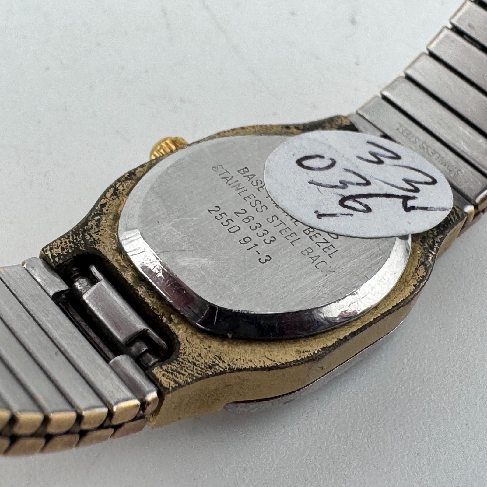 VTG Helbros Analog Quartz Watch Women Dual Tone Stretch Band ~For Parts Repair