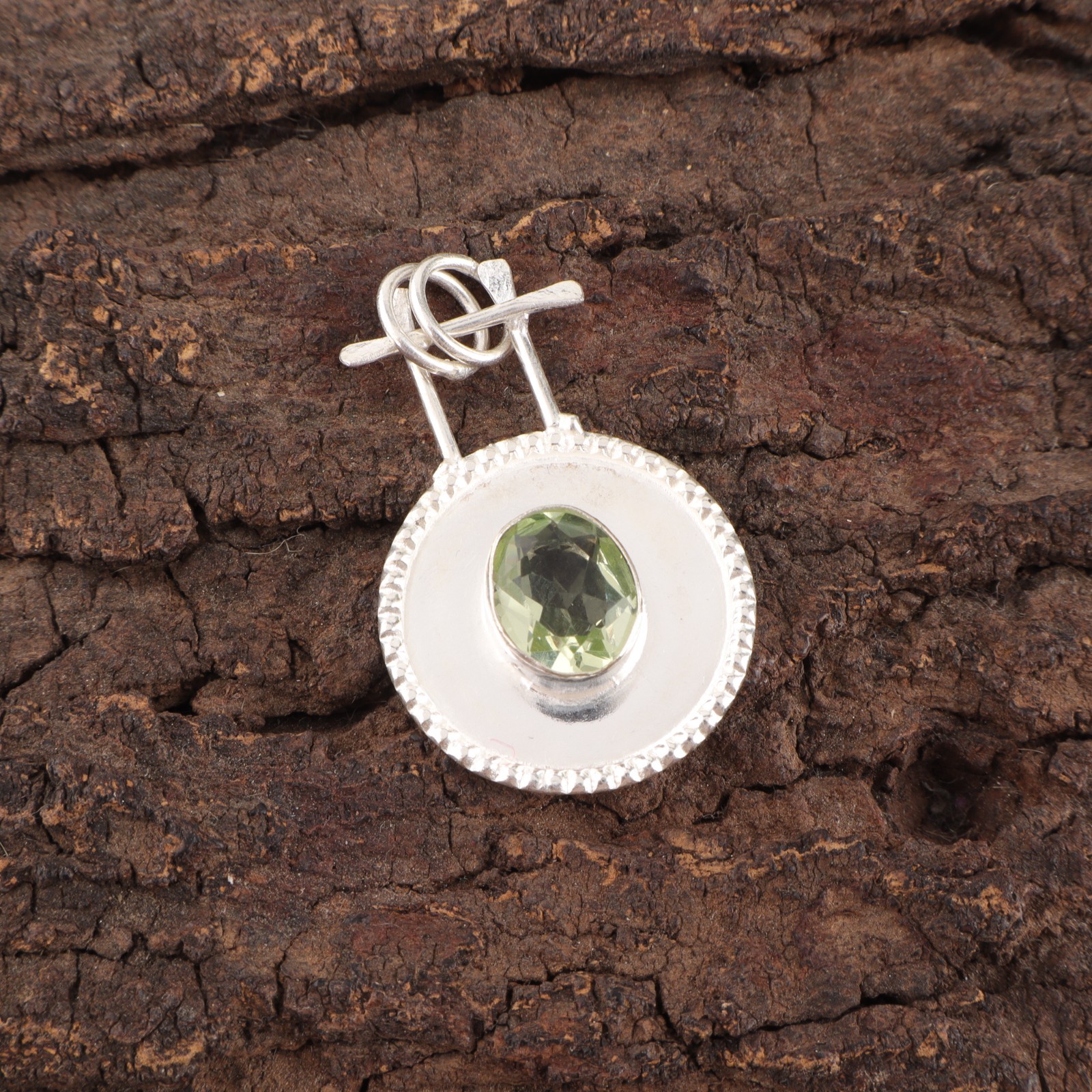 Green Amethyst Gemstone 925 Silver Handmade Halo Pendant 1.4″ For Birthday Gifts