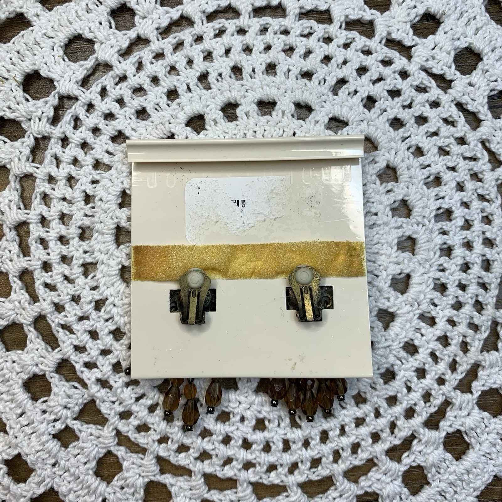 Vintage Robert Rose Clip Dangle Earrings Brown
