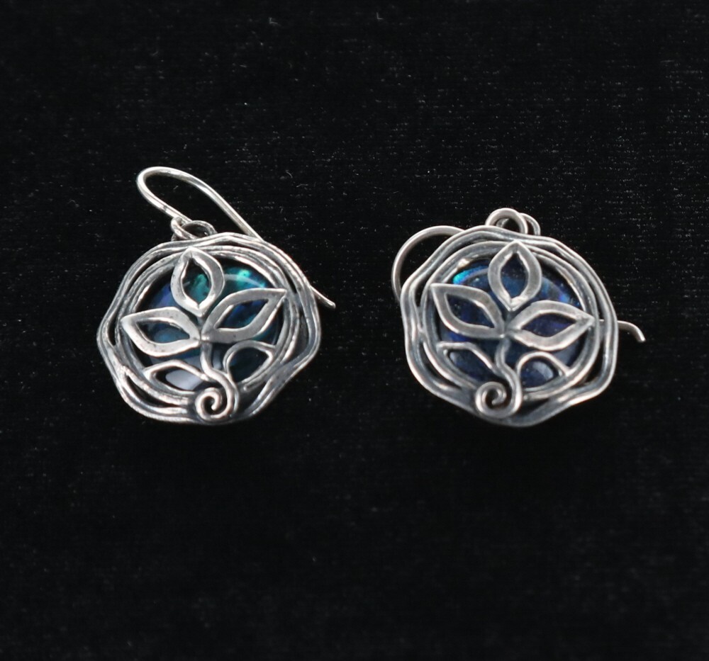 PZ Paz Creations Abolone and Silver earrings, Israel