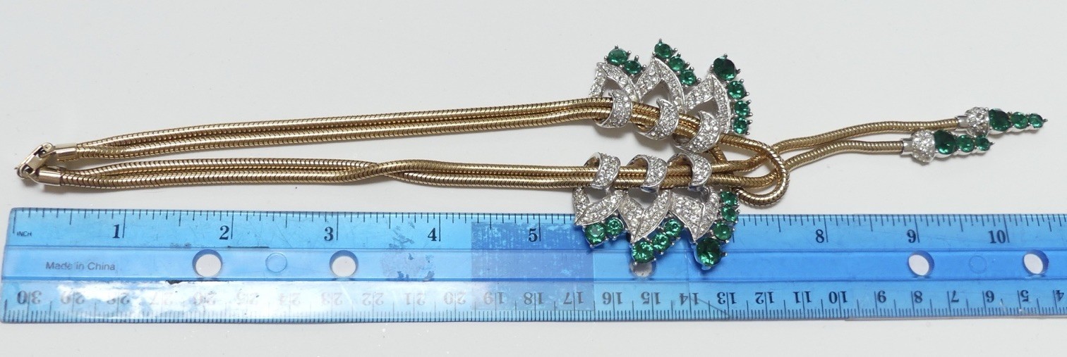 MARCEL BOUCHER Emerald Green Necklace 1940s HTF