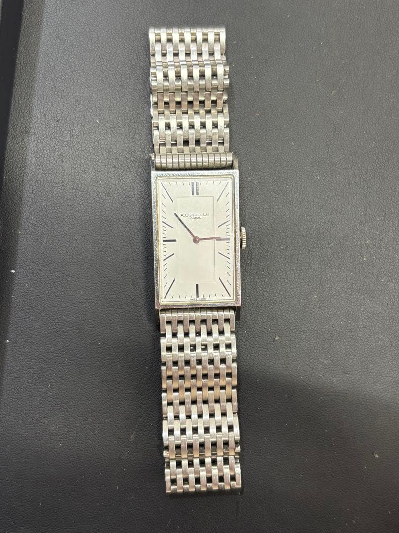 A. Dunhill Ltd London Rectangular Quartz Watch with Link Bracelet From Japan