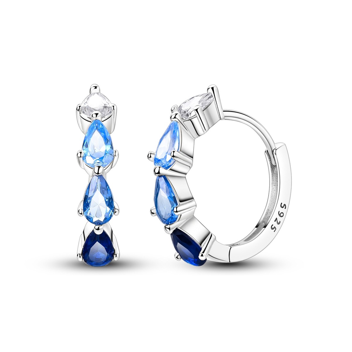 LAZA Optional 925 Sterling Silver Hoop Earrings CZ Round Flowers Moon for Women