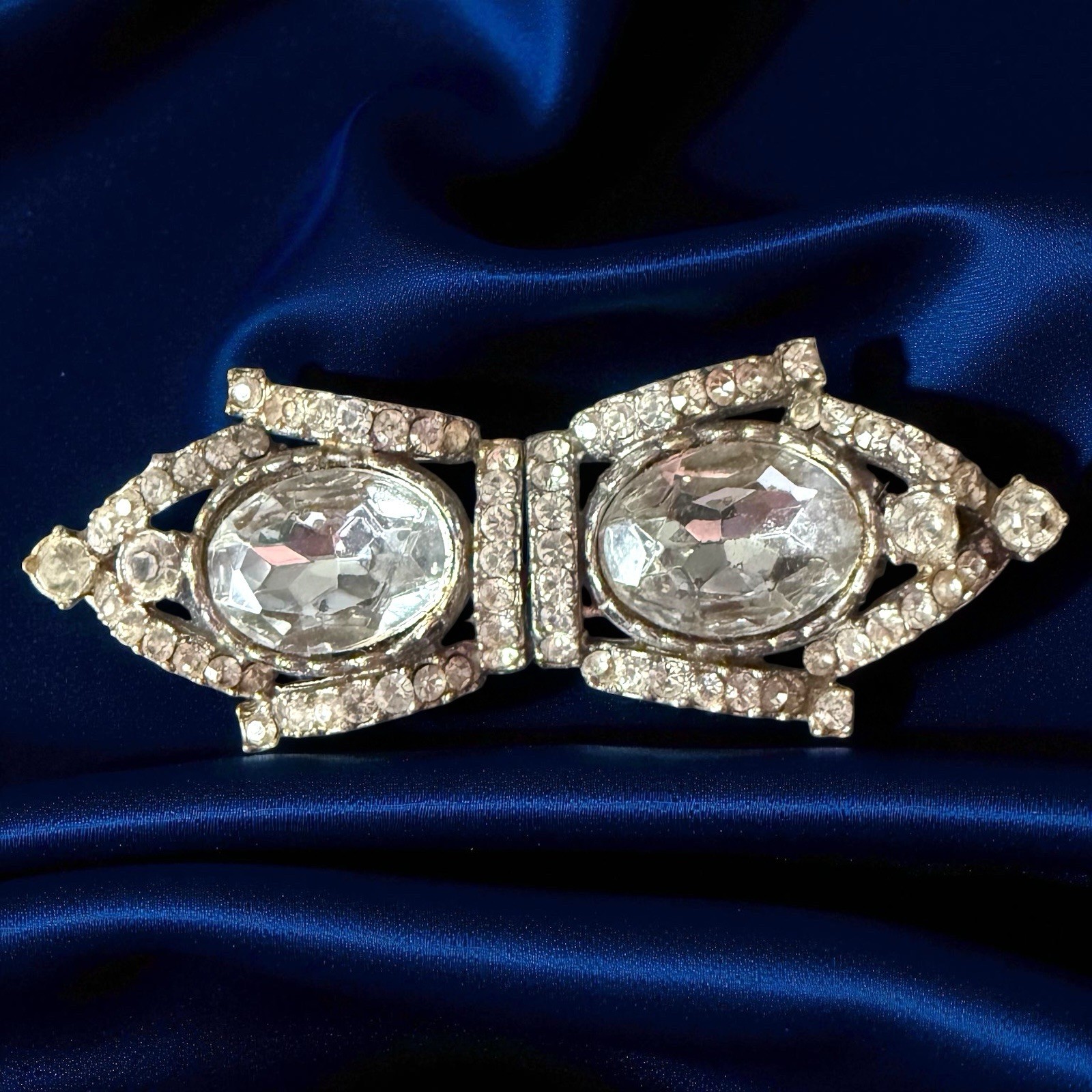 Duette Rhinestone Dress Clip Brooch Art Deco Vintage Convertible Pin