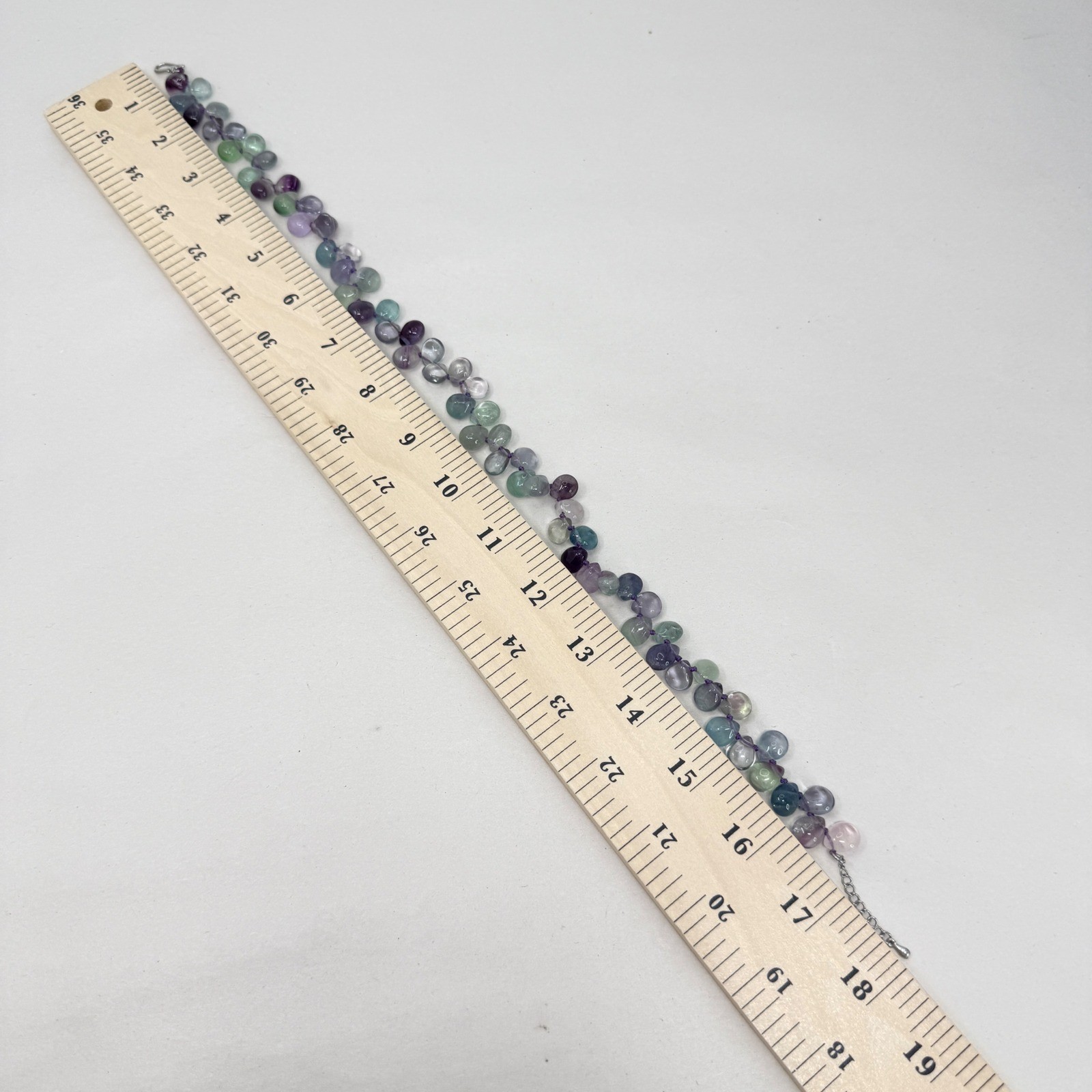 Rainbow Fluorite Gemstone Set Necklace Bracelet Earrings Purple Green Pastel