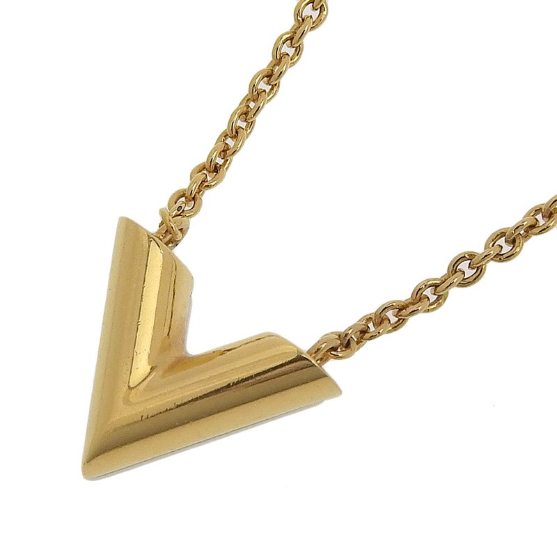 Louis Vuitton Essential V Pearlfection Necklace GP Gold White M69618 45.5 cm