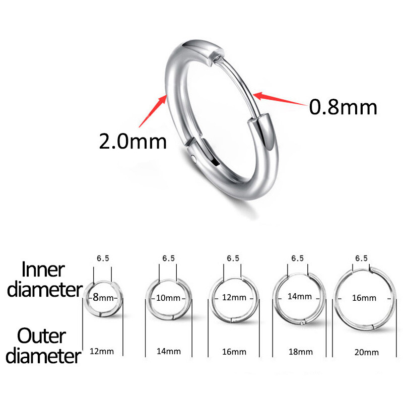 Men Women Stainless Steel Huggie Hoop Earrings Cartilage Piercing Nose Hoop Ring