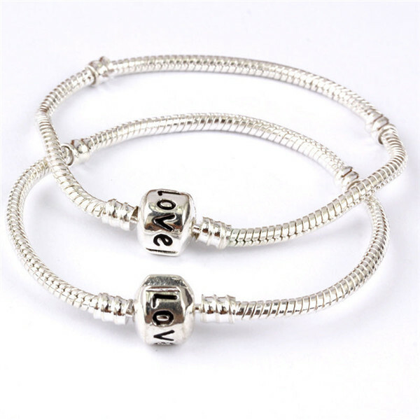 18cm-21cm Silver Plated Snake Chain Link Bracelet Fit European Charm Bracelet