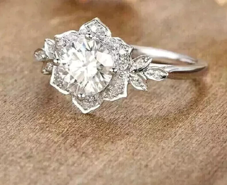 3Ct Round Cut Lab Created Diamond Wedding Engagement Ring 14K White Gold Plated