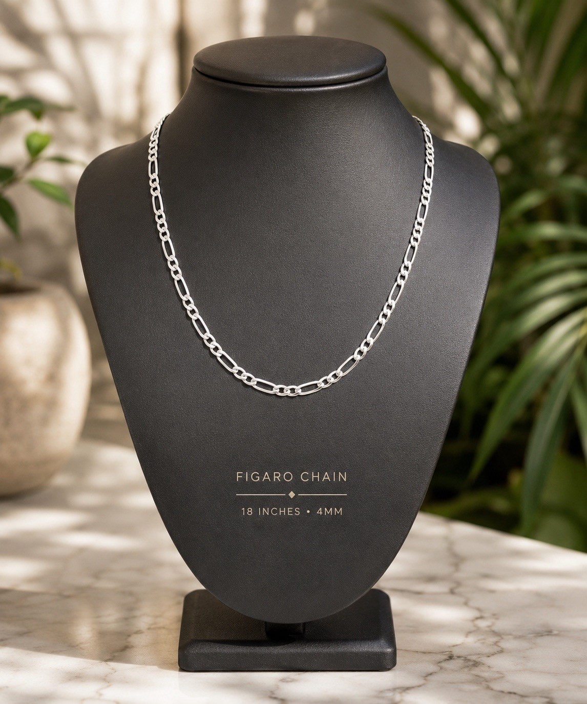 Real 925 italy Sterling Silver Figaro Solid Chain Necklace 18,22,24,30