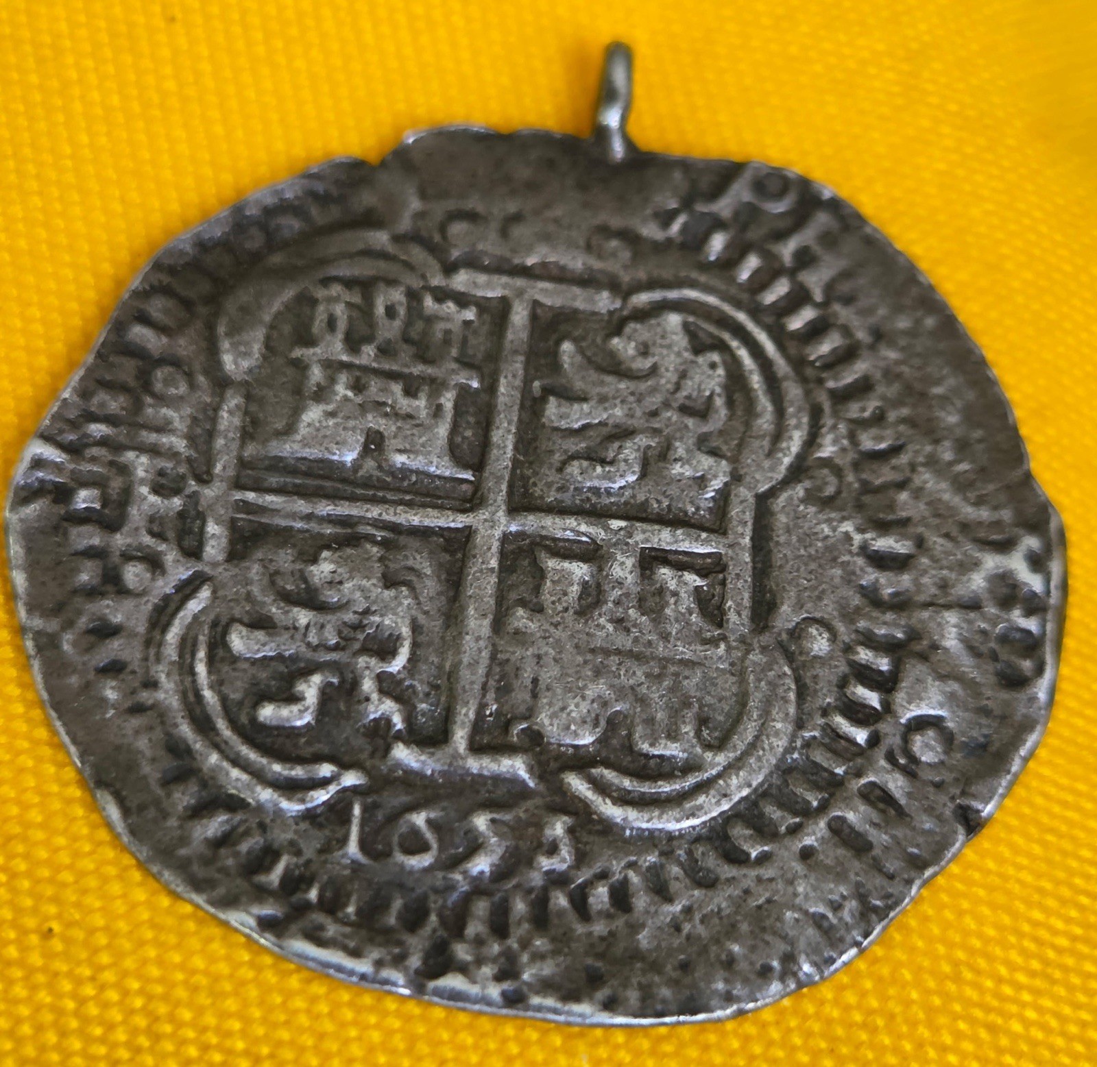 Rare Dated 1653 Silver Maravilla Shipwreck Pendant Necklace – Sunk 1656 Spanish
