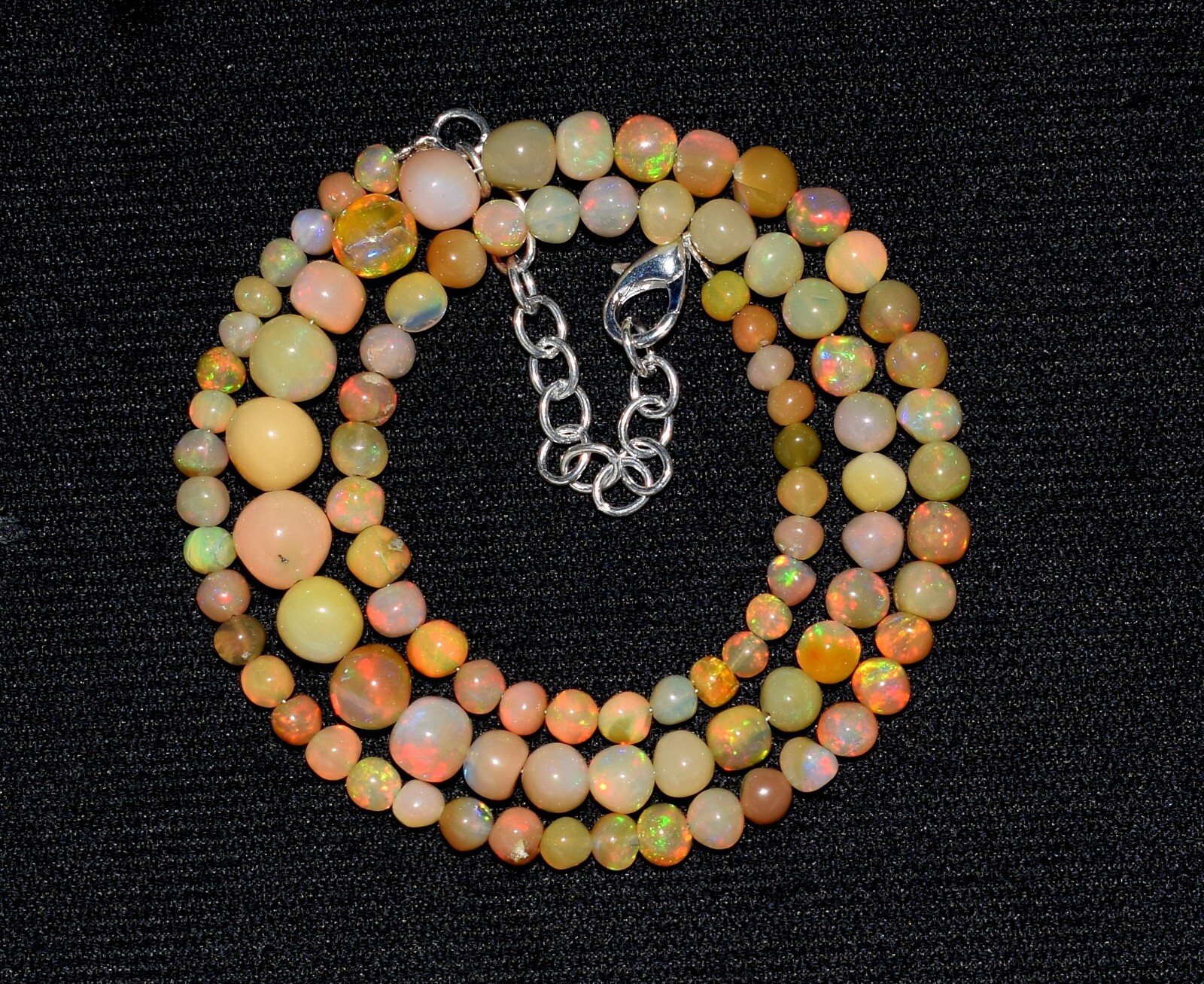 16″Natural Ethiopian Opal Wello Fire Opal Gemstone Beads Necklace Jewelry F3890