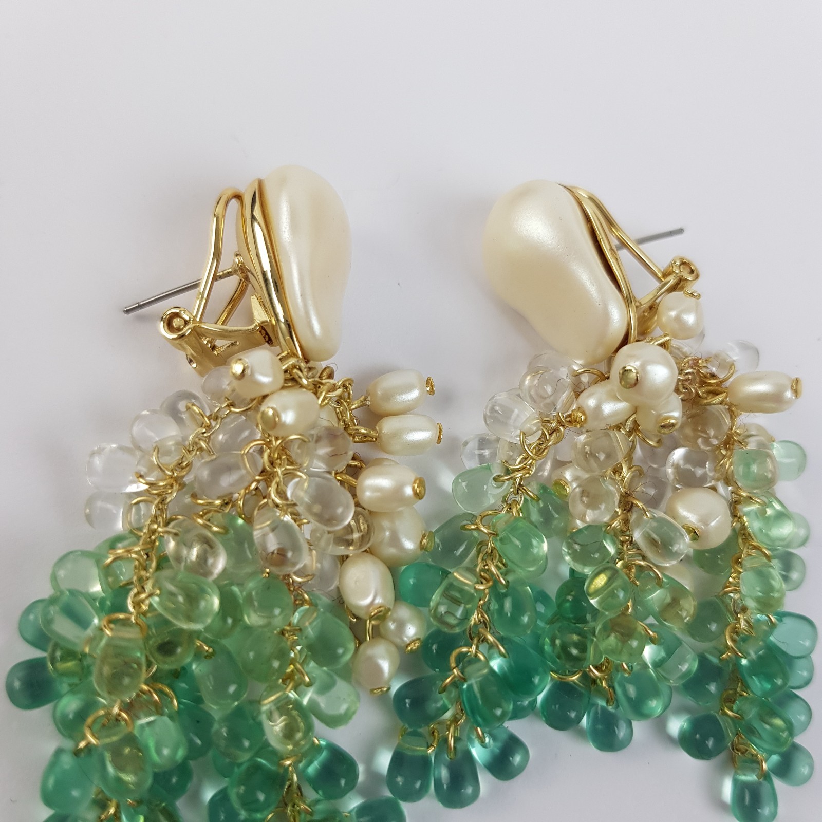& Other Stories Waterfall Drop Earrings Sea Green Gradient Teardrop Beads