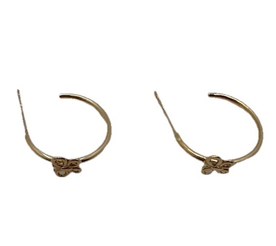 14 K Gold NEW Butterfly Hoop Earrings 11.8mm D. .4g Dainty Simply Pretty