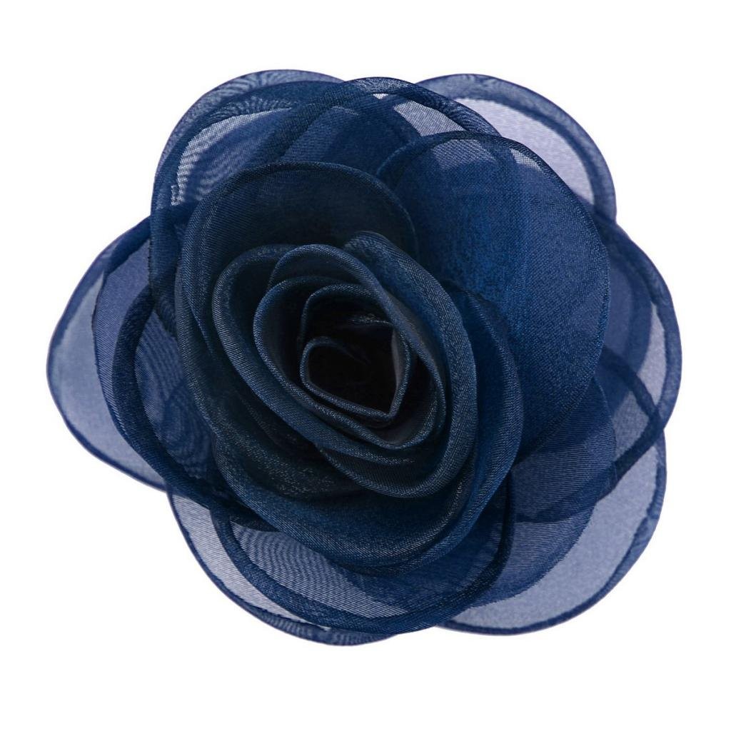 Rose Flower Hair Clips Brooches Pins Blue Accent Versatile Accessories