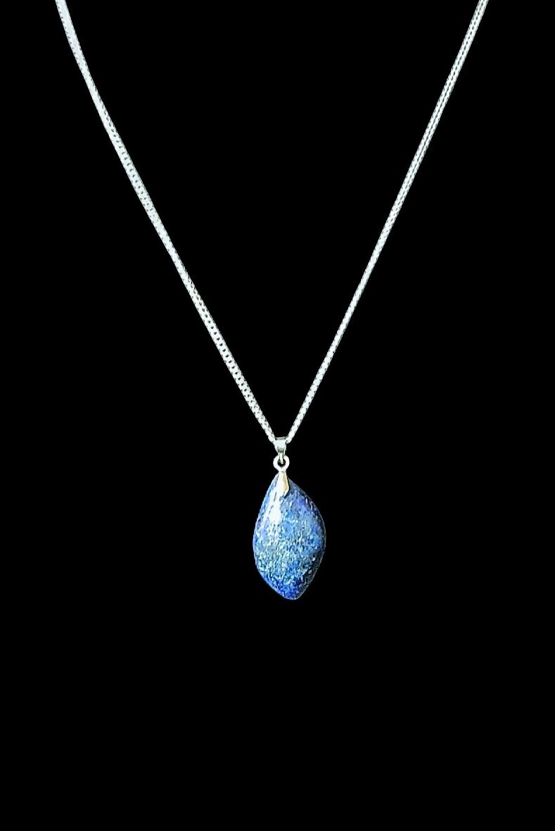 20″ x 1mm Sterling EP Chain w 42mm x 18mm Copper Lapis Lazula Pendant. Beauty!