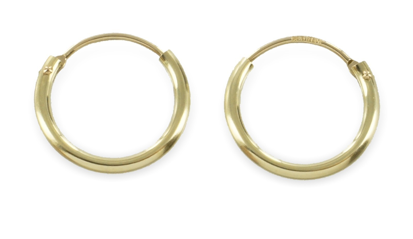 Hoop earrings 13mm 585 gold earrings hinge 1.2mm tube thickness