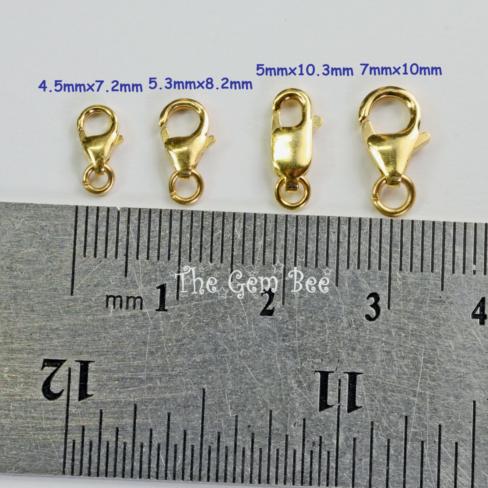 5MMx10.3mm 14k Solid Yellow Gold Lobster Clasp With Open Jump Ring
