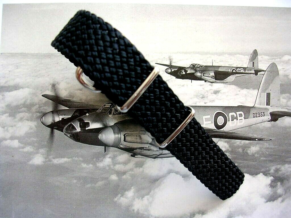 18mm Black Woven Braided SS NATO G10 ® Premium Nylon watch band strap IW SUISSE