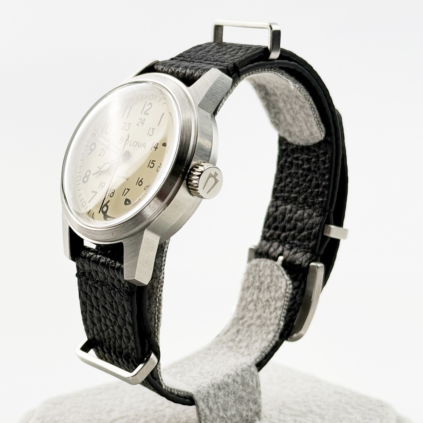 Bulova Hack Men’s Automatic Watch Military Sports Leather Strap 38 mm 96A246