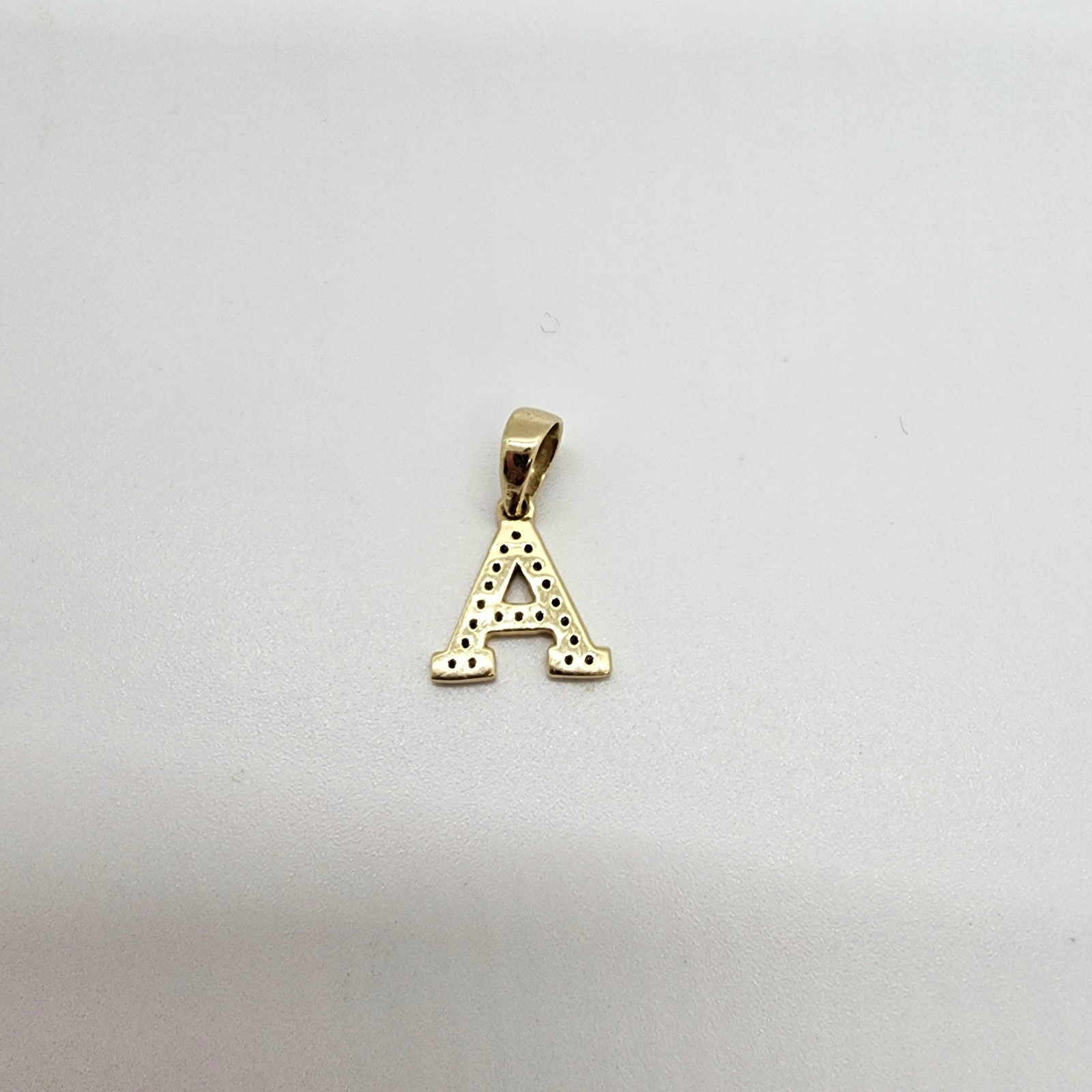 10K Yellow Gold Initial “A” Charm 0.10CTW Diamond Letter Pendant – w/o Chain