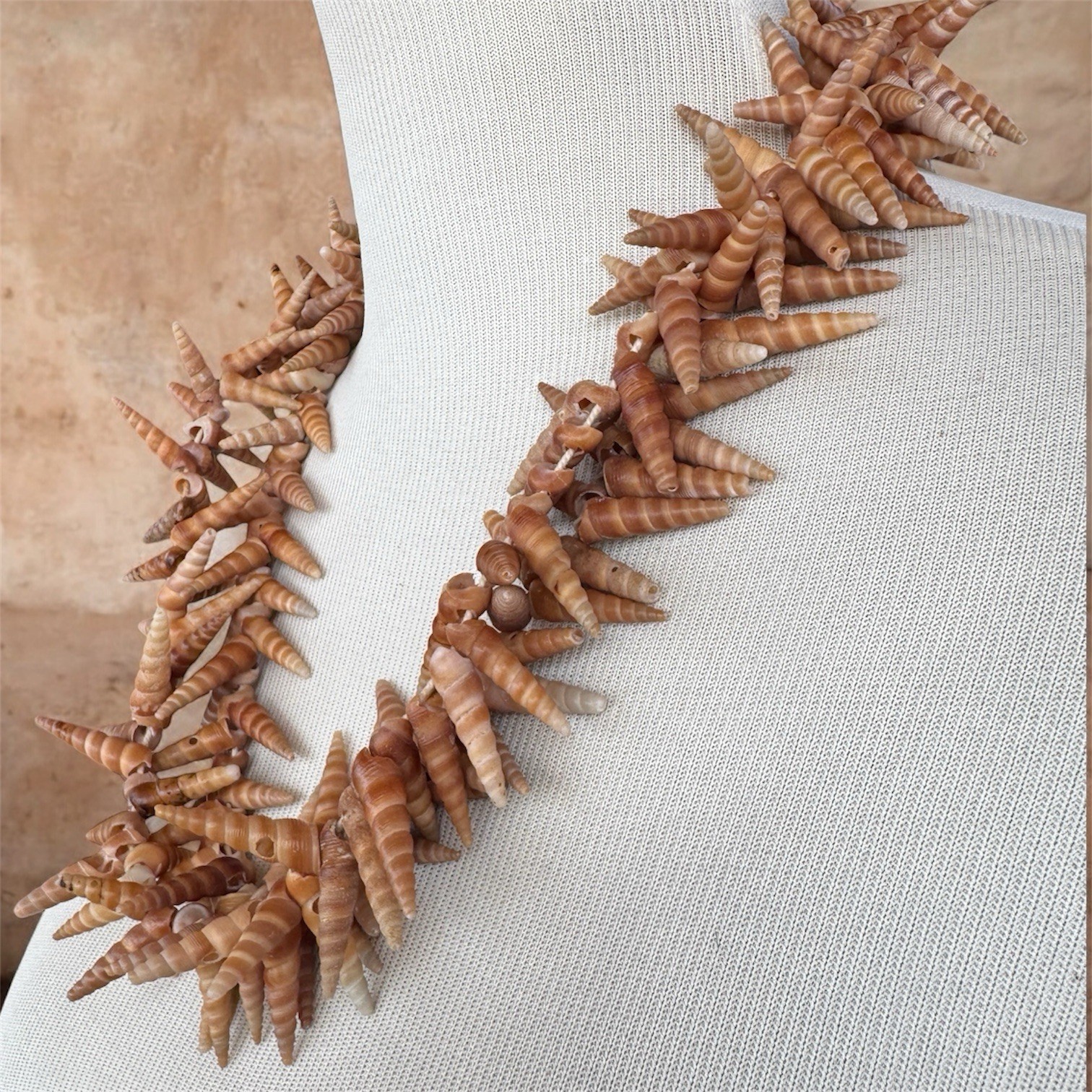 Mermaid Shell Necklace 48” Long Spiral Turritella Strand Boho Mermaid Beach