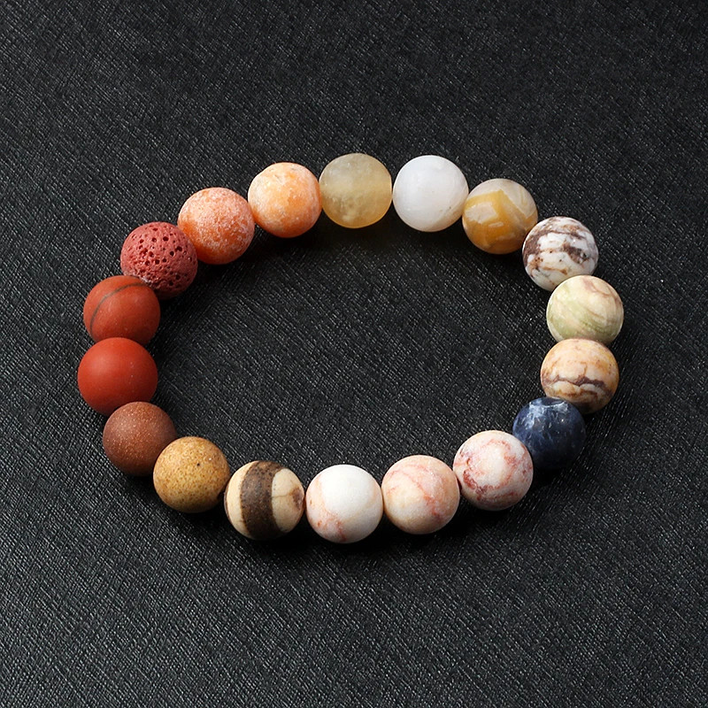 Stone Beaded Bracelet Solar System Planet Round Beads Unisex Bracelet Jewelry