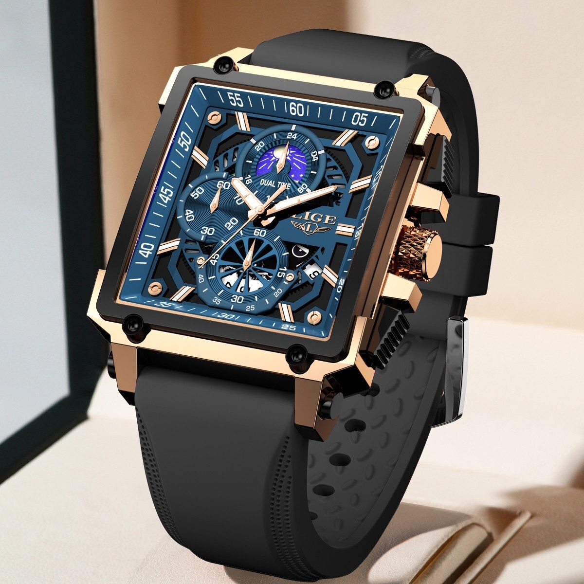 Waterproof Men Watch Quartz Luminous Date Moon image Casual Business Wristwatch