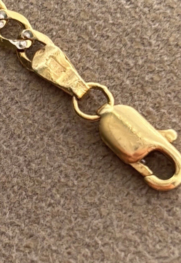 14K Yellow Gold Curb Link Chain 20 in Lobster Clasp 6.8 grams Two Tone