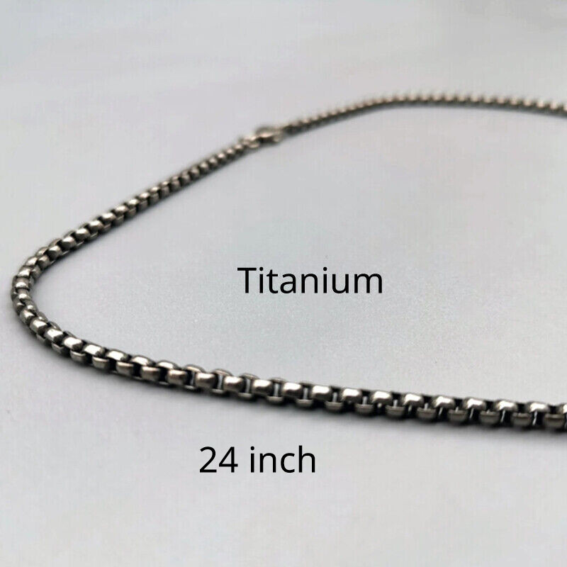 New Pure Titanium Box Chain Necklace 3mm Unisex NO Allergic Skin Care Health 24″