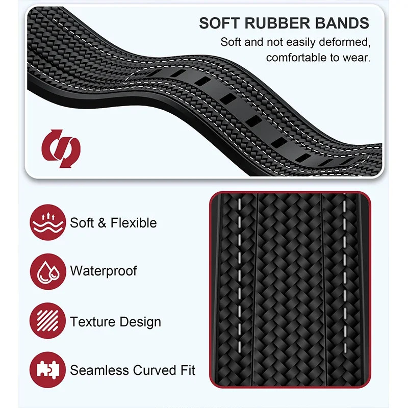 20mm Quick Release Weave Silicone Rubber Strap Curved End Band Tool For Watch