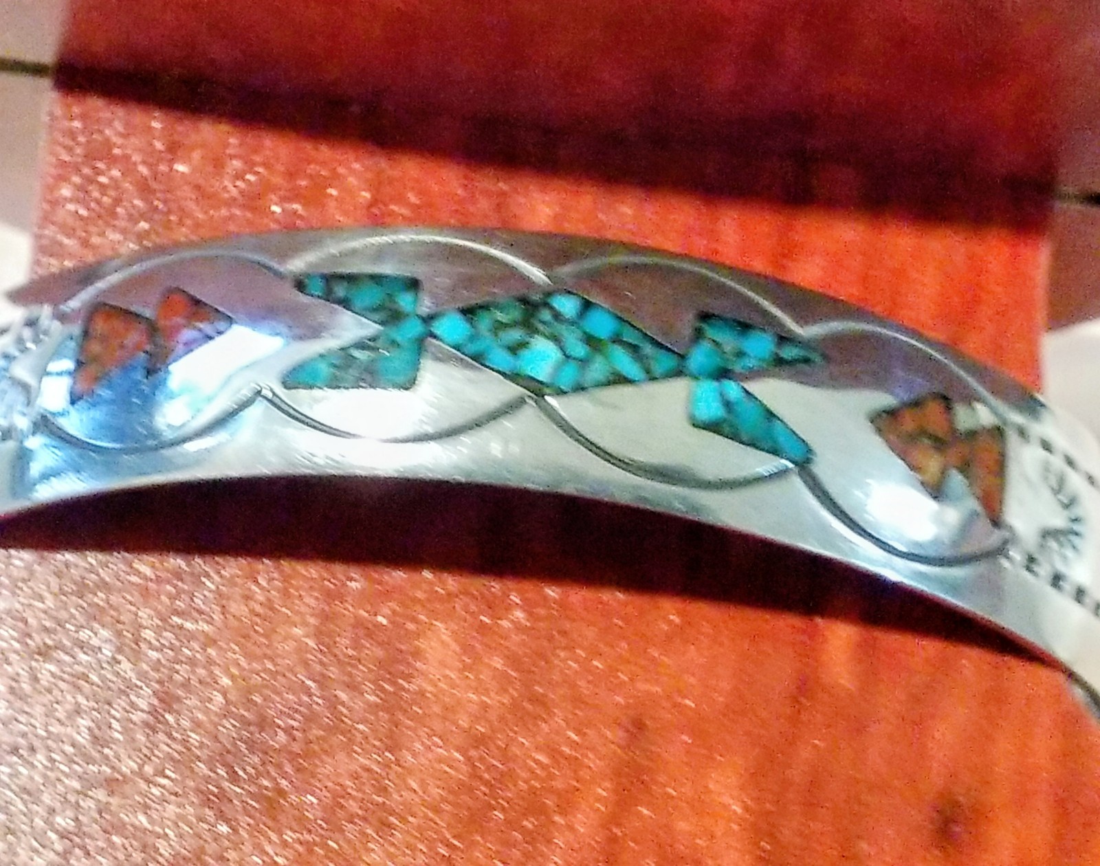 Vintage Navajo Crushed Turquoise Sterling SILVER Cuff