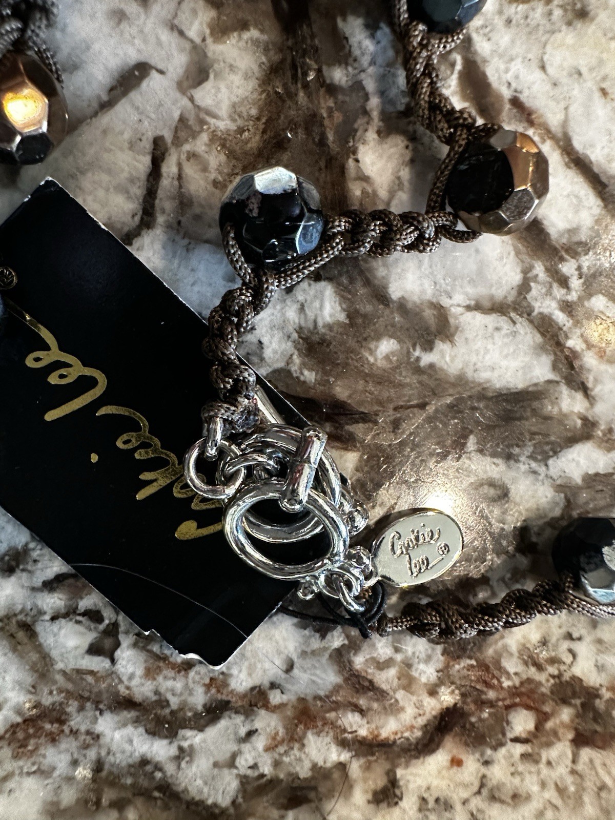 Cookie Lee: Black And Gold Handmade Beaded Long Necklace New With Tag