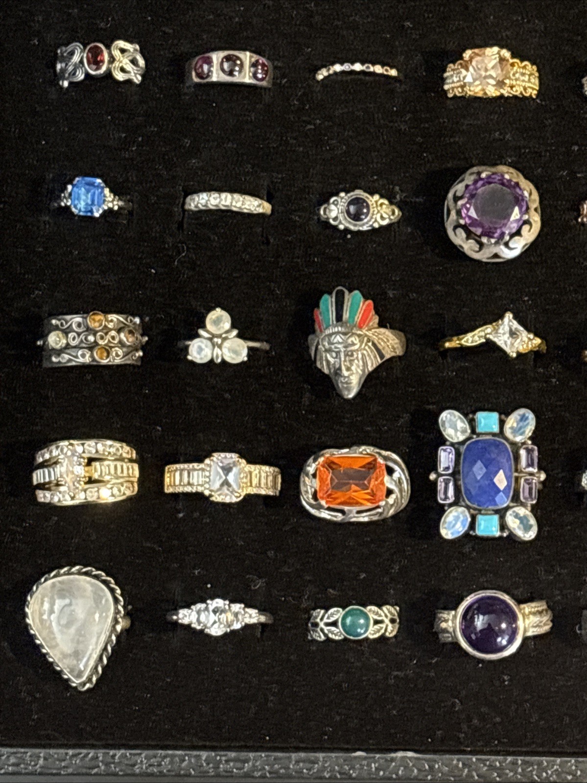 925/ Sterling 72 Rings Of Diff Sizes ,Stones And Styles Vtg / newCollection