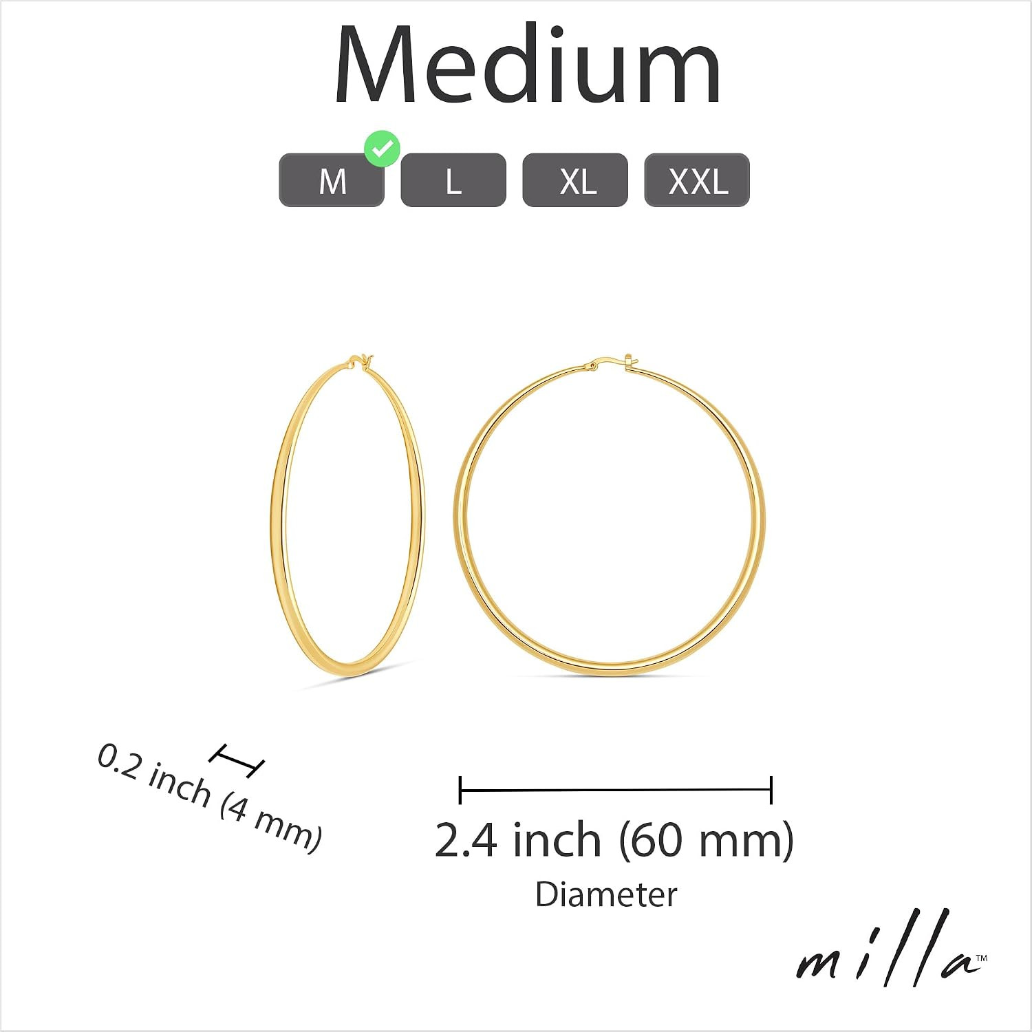 Graduated Hoop Earrings for Women | Elegant Curved Profile, Comfortable Fit, Ava