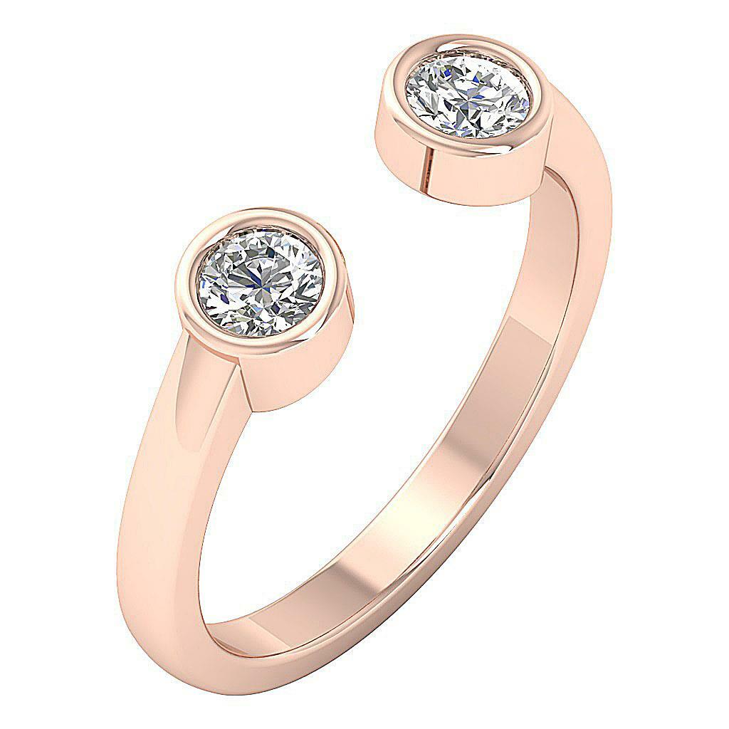 Forever Us Two Stone Ring SI1 G 0.55 Ct Round Diamond Designer 14k Solid Gold