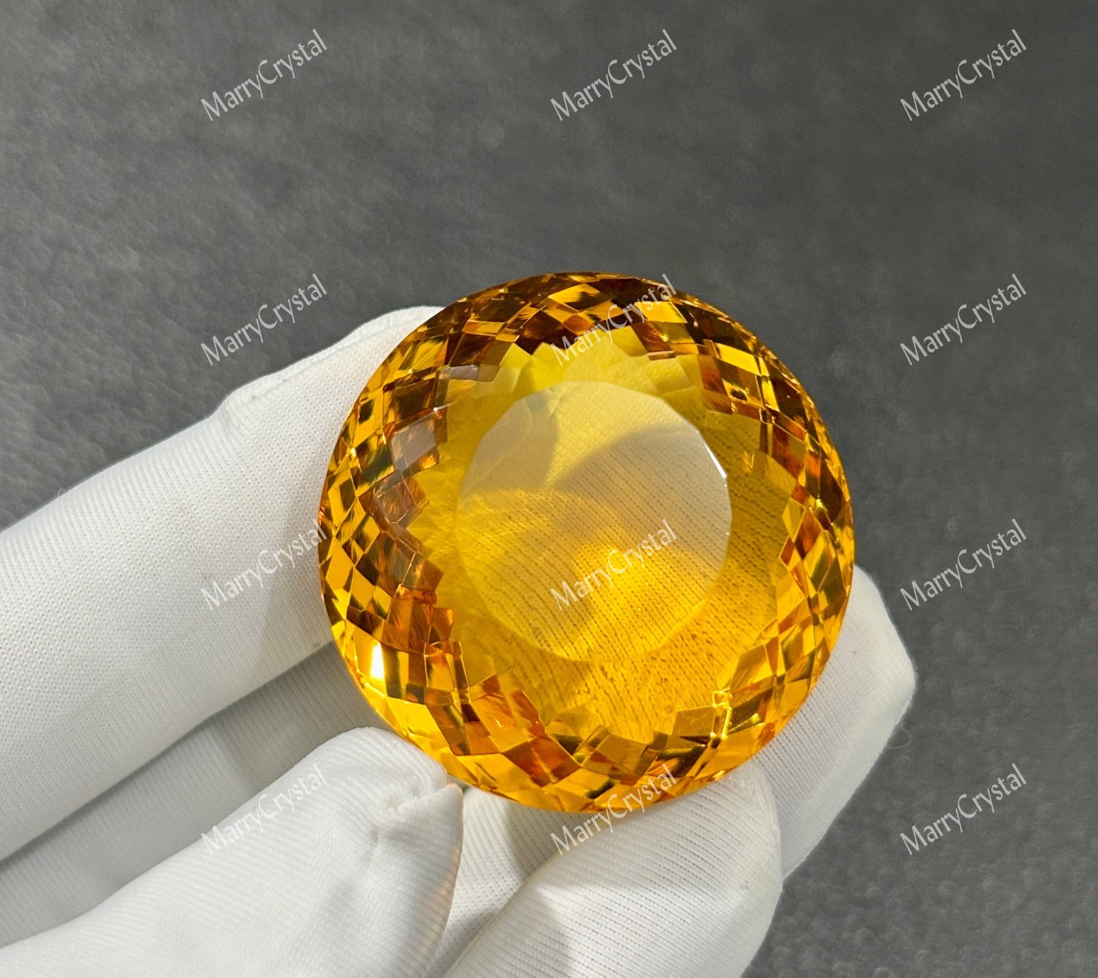 105 Ct Top Color Madeira Yellow Citrine Round Shape Glass Field Loose Gemstone