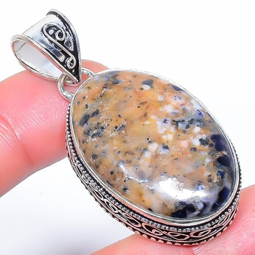 Natural Sodalite Gemstone 925 Silver Plated Jewelry Pendant 2.0″ S2659